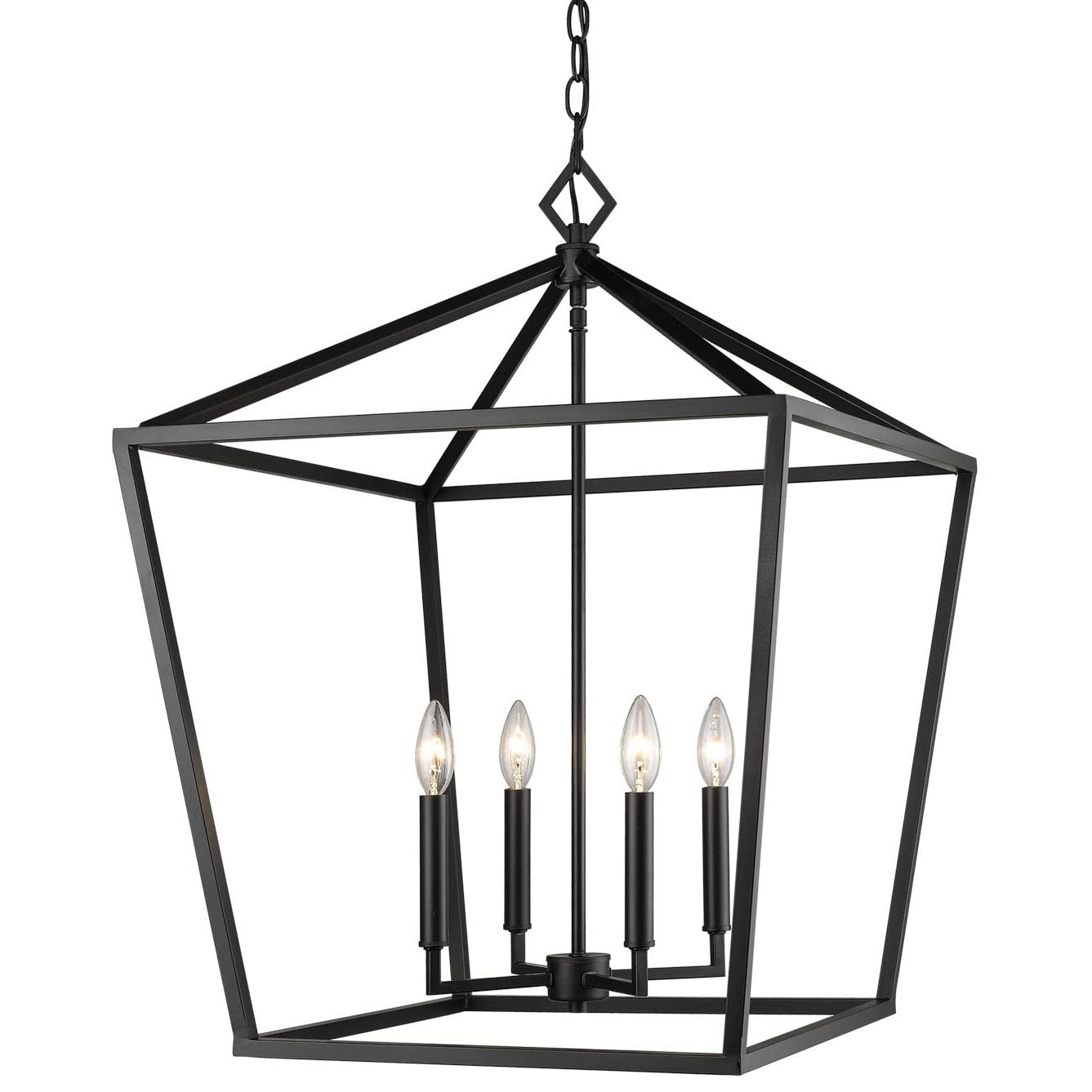 Millennium 3254-MB Transitional Four Light Pendant from None Collection in Black Finish