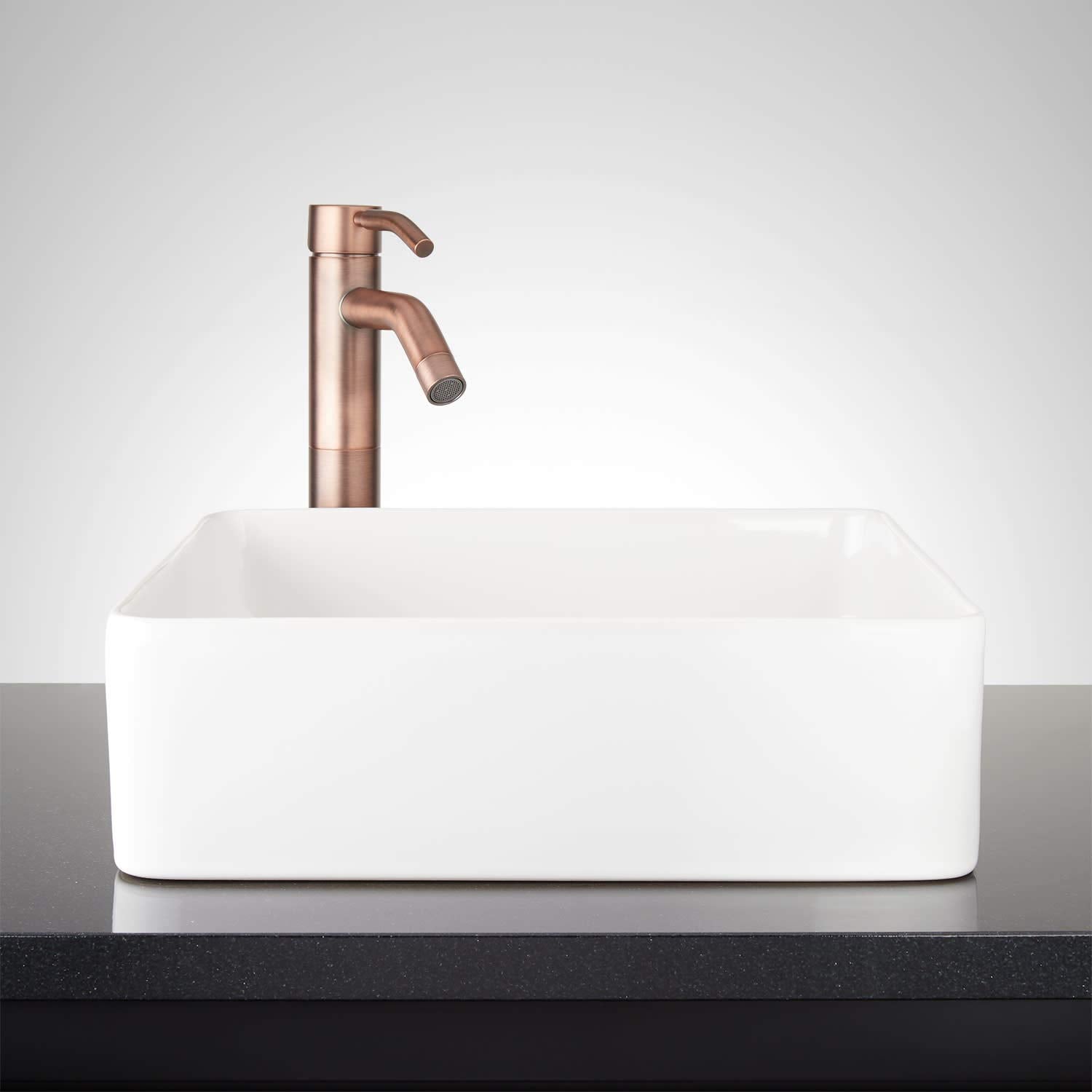 Signature Hardware 447955 Hibiscus 16" Rectangular Fireclay Vessel Bathroom Sink - White