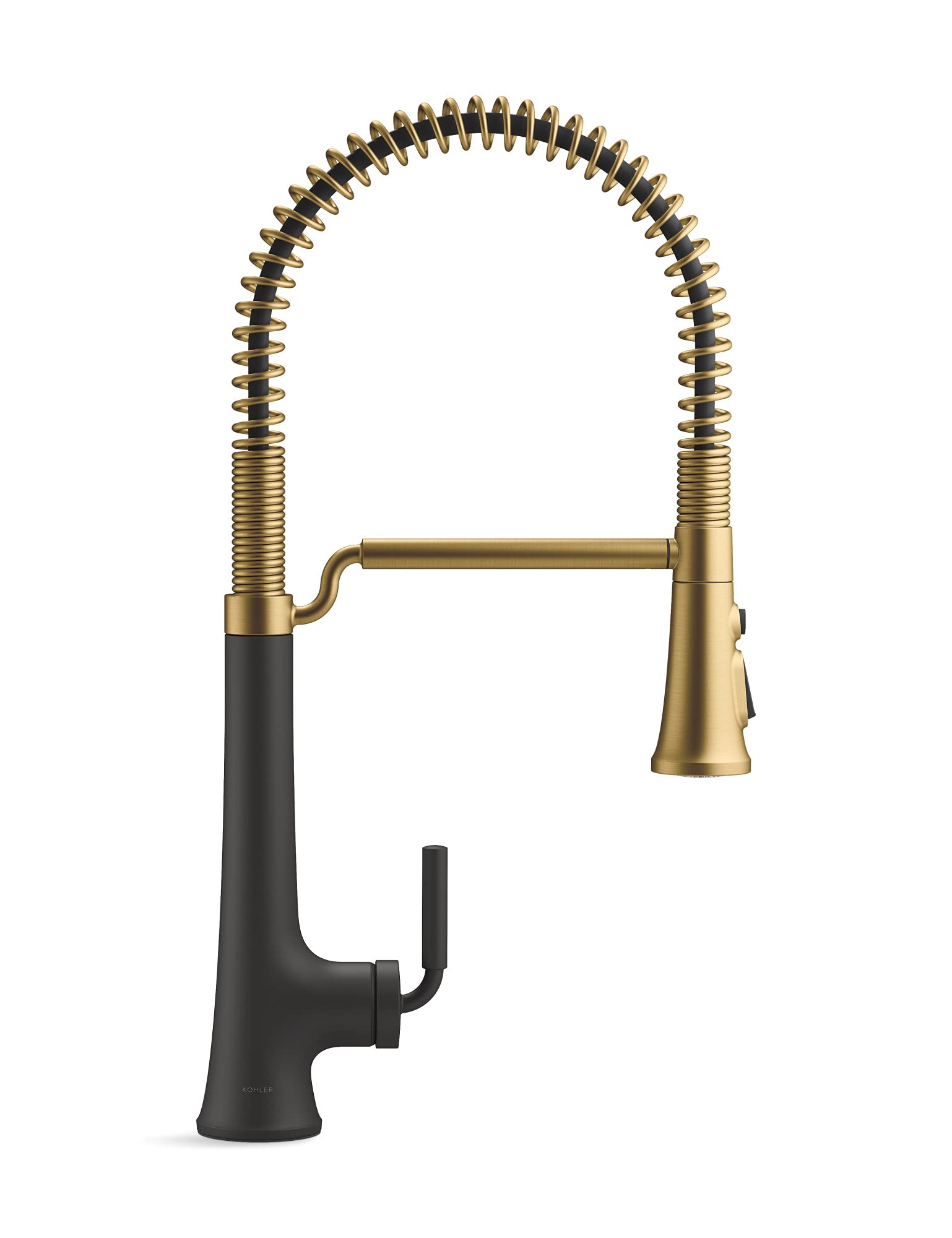 KOHLER 23765-BMB Tone Semi Professional Kitchen Faucet, Matte Black Moderne Brass