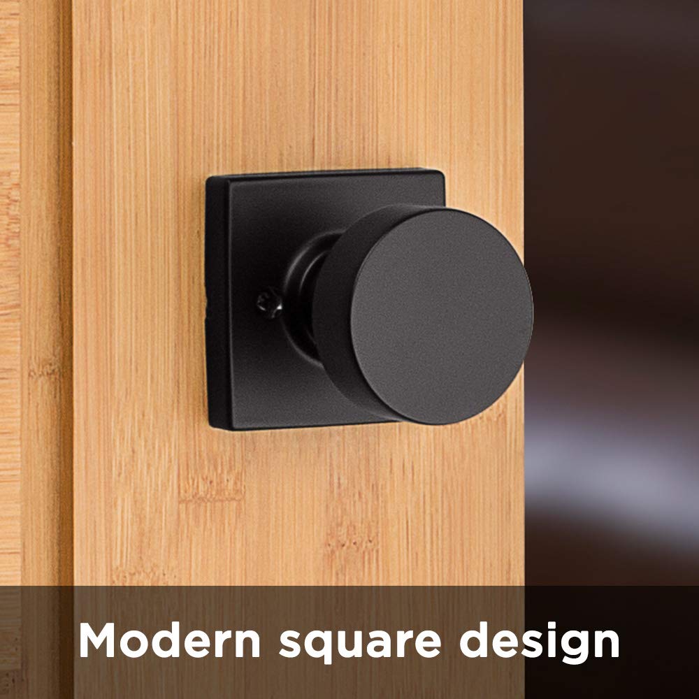 Kwikset 97880-942 Pismo Half-Dummy Square Modern Door Knob, Matte Black