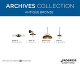 Archives Collection 1-Light Antique Bronze Brass Paint Inside Metal Shade Farmhouse Mini-Pendant Light