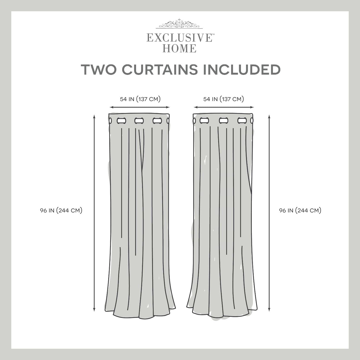Exclusive Home Silhouette Floral Light Filtering Grommet Top Curtain Panel Pair, 54"x96", Light Grey, Set of 2