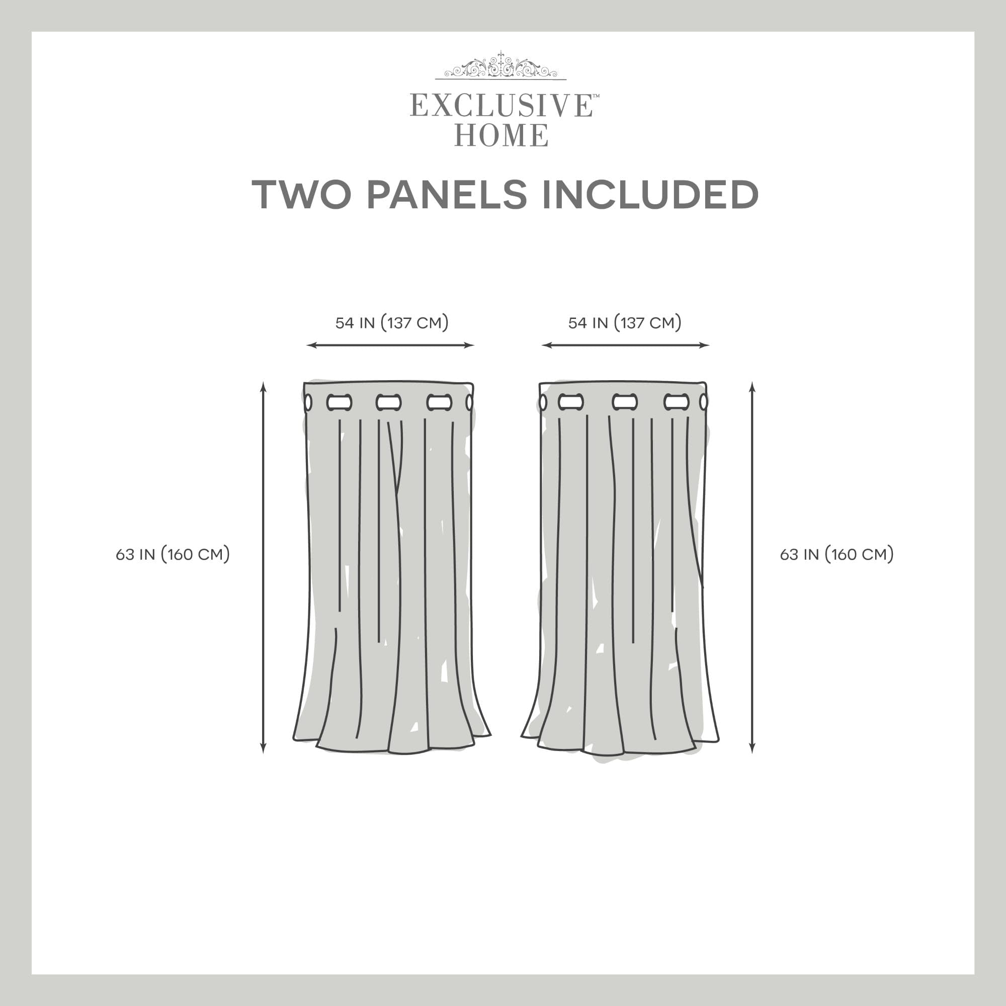 Exclusive Home Loha Linen Grommet Top Curtain Panel Pair, 54"x63", Winter White
