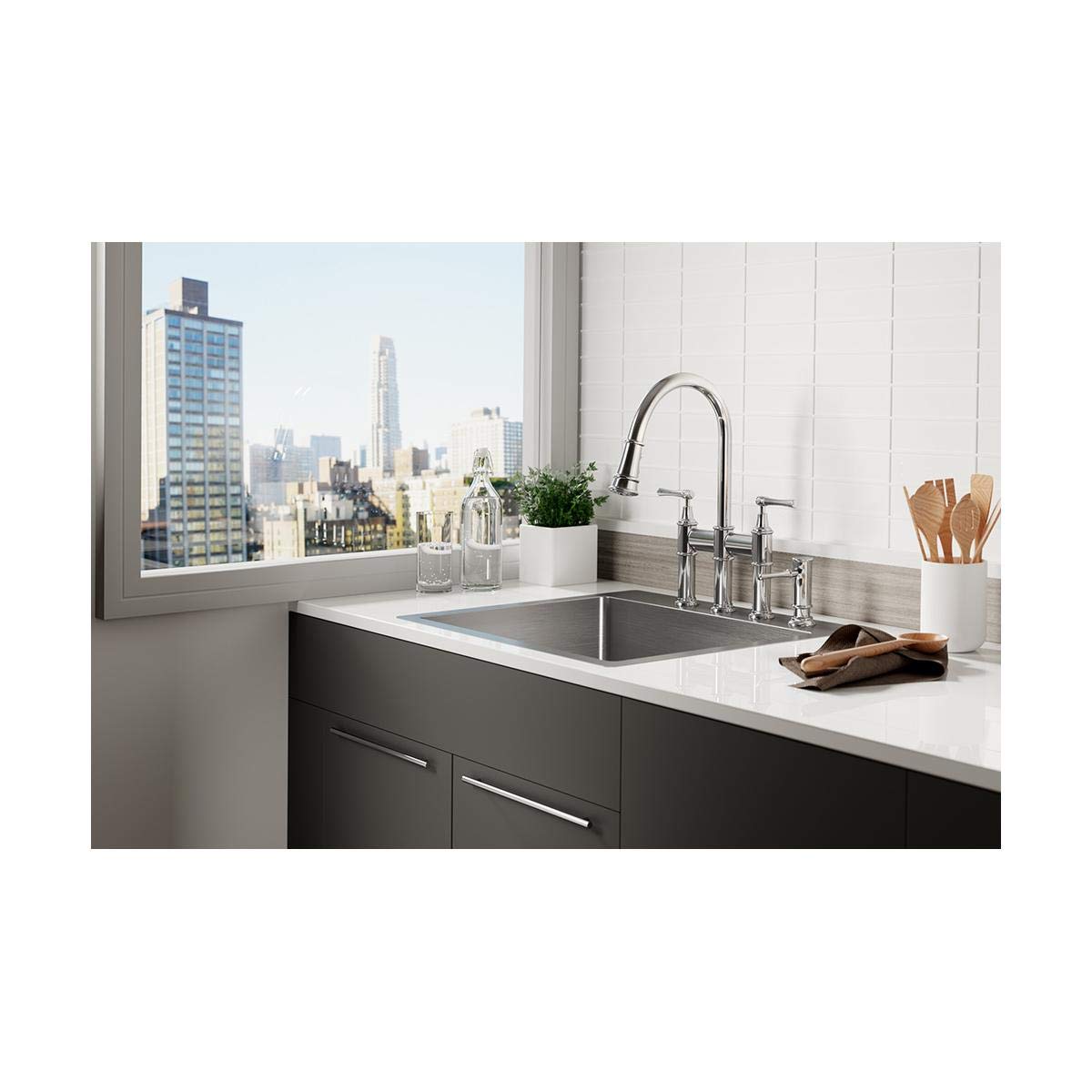 Elkay Crosstown ECTSR25229TBG5 Single Bowl Dual Mount Stainless Steel Sink Kit