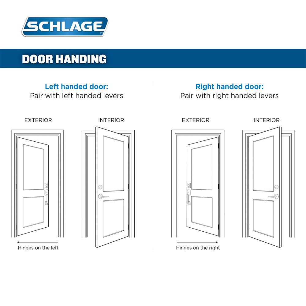 Schlage F59 ACC 622 LH Accent Interior Left-Handed Lever with Deadbolt, Matte Black (Interior Half Only)