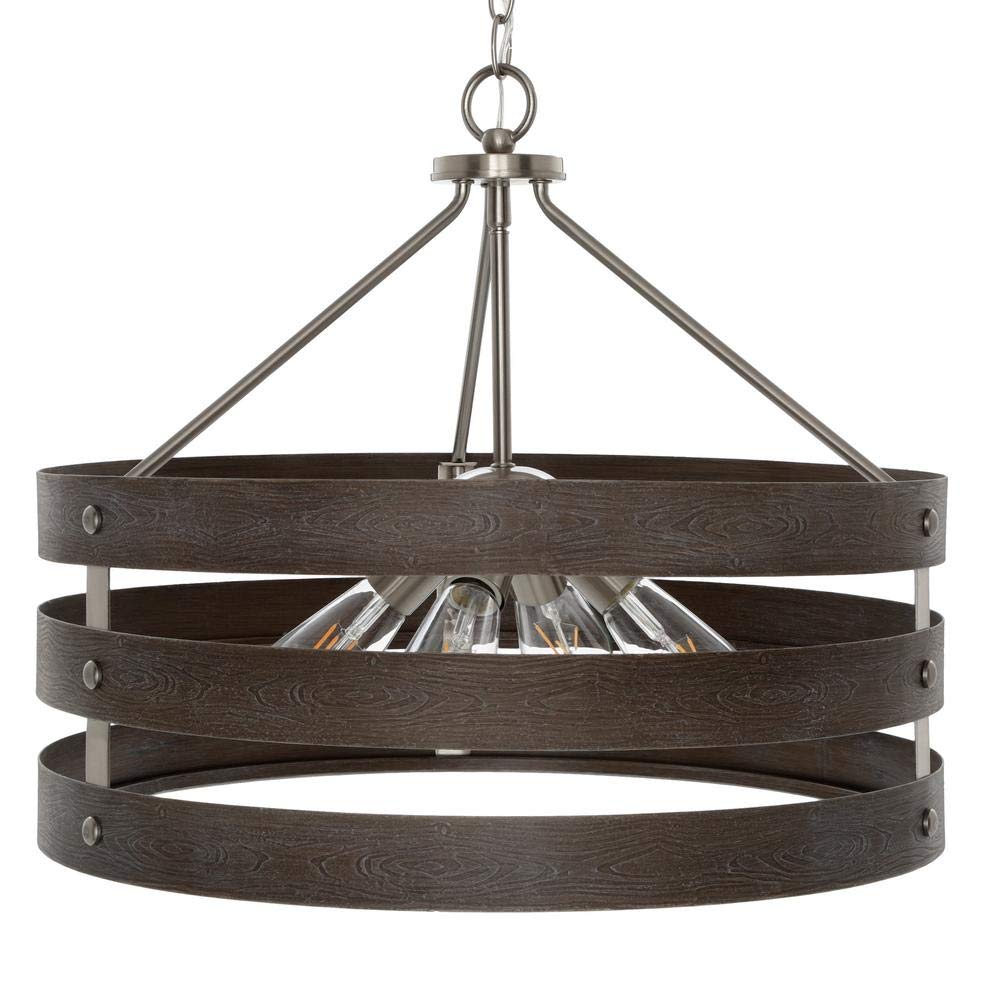 Progress Lighting Pendant Light 4-Light Brushed Nickel Drum 22 in. Gulliver