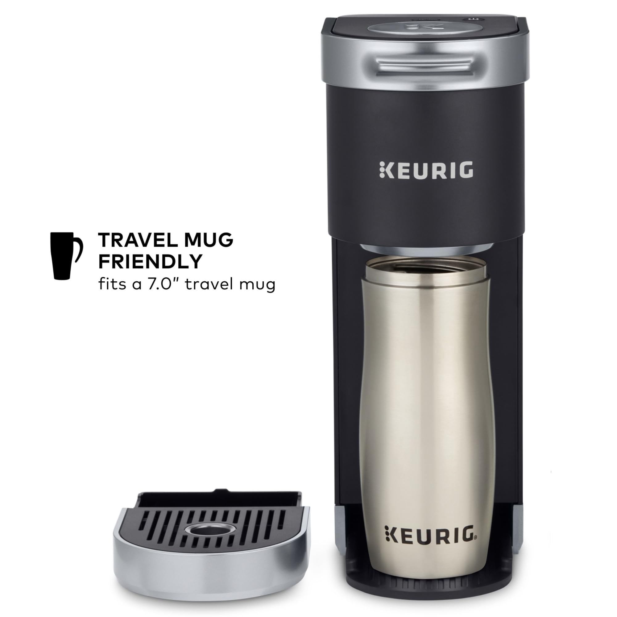 Keurig K-Mini Plus Single Serve K-Cup Pod Coffee Maker, with 6 to 12oz Brew Size, Stores up to 9 K-Cup Pods, Travel Mug Friendly, Matte Black