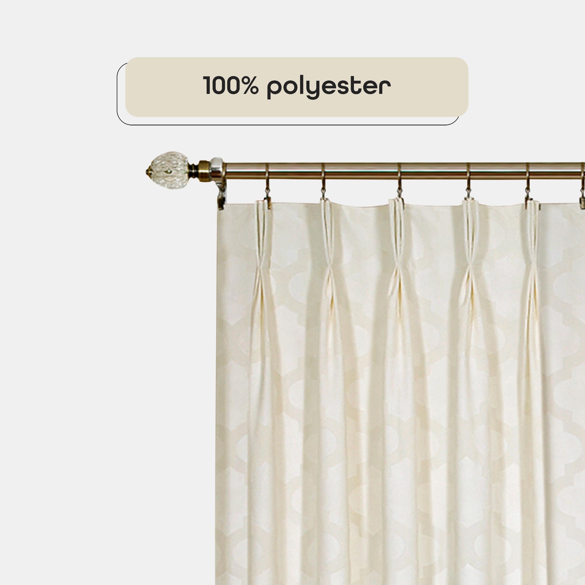 ACHIM Windsor Room Darkening Pinch Pleat Panel Window Curtains - 34 x 84 Inch (Ivory) - Polyester Soft Window Panel Blackout Drapes - Pleated Window Shades for Bedroom & Living Room Home Decor