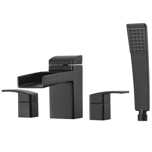 Pfister LG64DFB Kenzo 2-Handle Complete Roman Tub Trim with Handheld Shower in Brushed Nickel, Matte Black