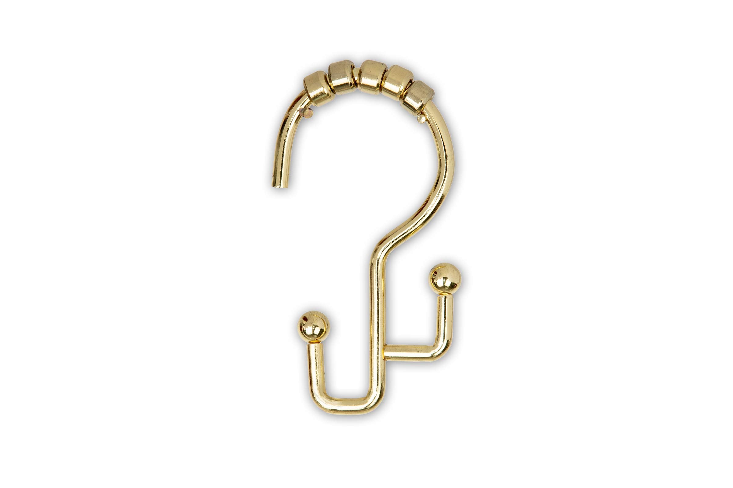 Utopia Alley Shower Hooks - Double Shower Curtain Rings for Bathroom - Rust Resistant Shower Curtain Hooks for Shower Curtain or Liner - Double Roller Shower Curtain Hooks - Set of 12, Gold