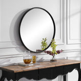 Uttermost Belham Aged Satin Black 35" Round Wall Mirror