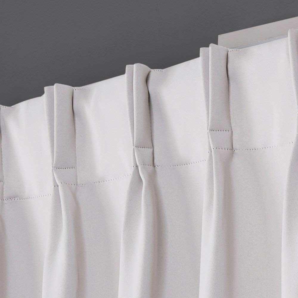 ATI Home Sateen Woven Blackout Curtain Panel Pair with Pinch Pleat Top Silver 52X63 63 Inches