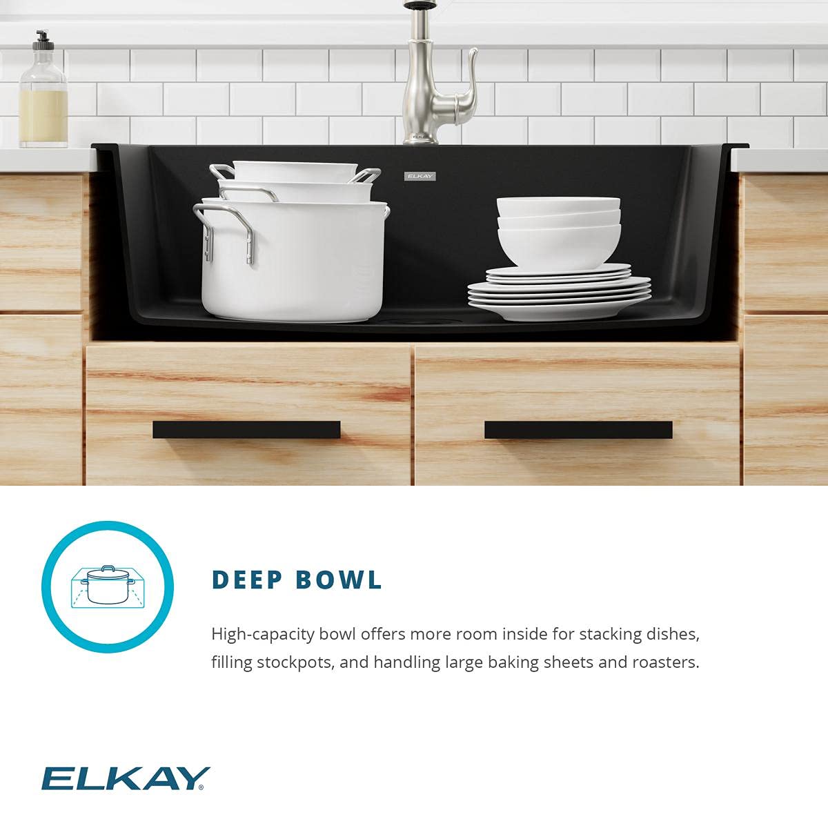 Elkay Quartz Classic ELGR13322BK0 Black Single Bowl Top Mount Sink