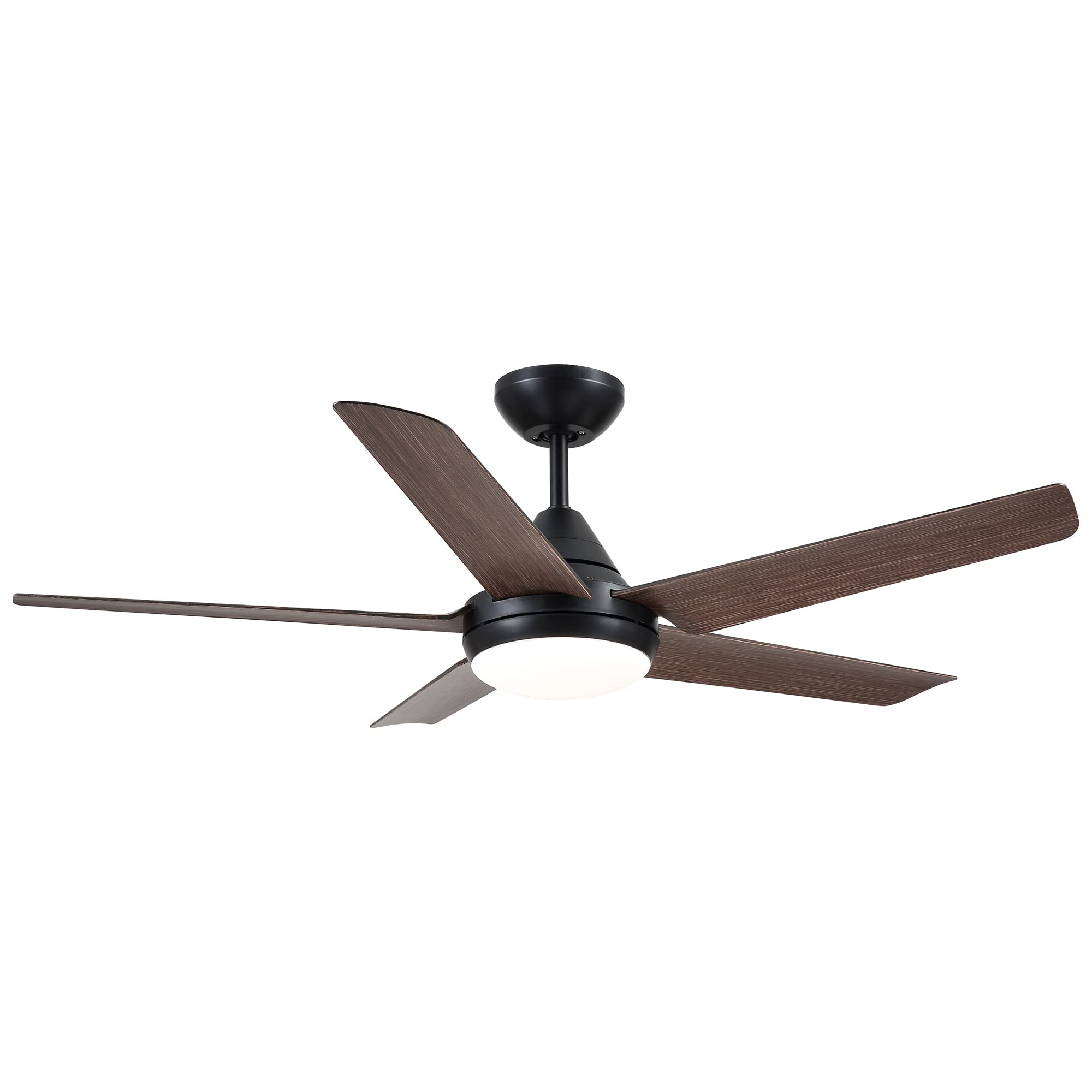 52 Inch Low Profile Ceiling Fan DC 3 Carved Wood Fan Blade Noiseless Reversible Motor Remote Control Without Light (D, 48‘’ Modern + Matte Black)