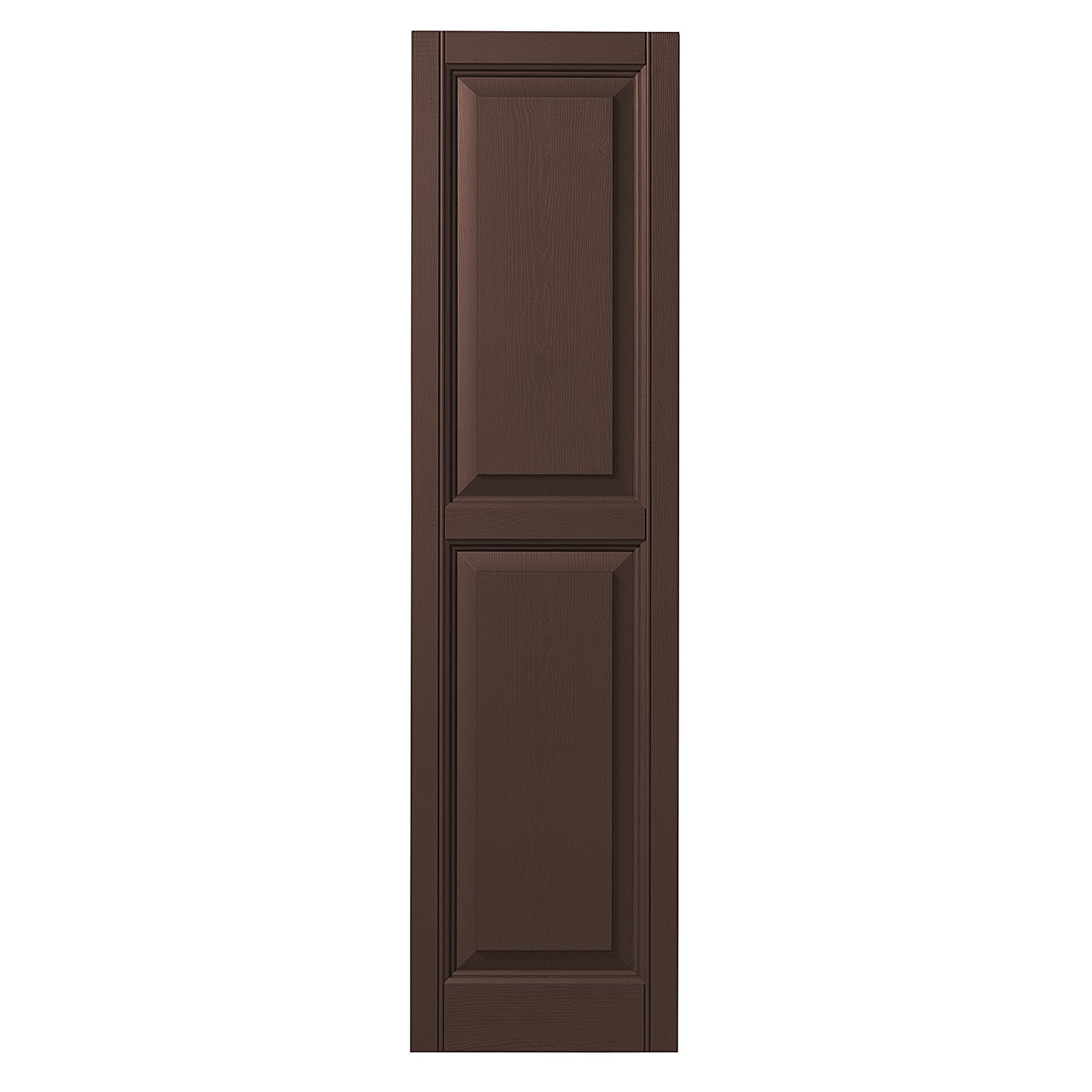 Ply Gem Shutters and Accents VINRP1555 SL Raised Panel Shutter, 15", Terra Brown