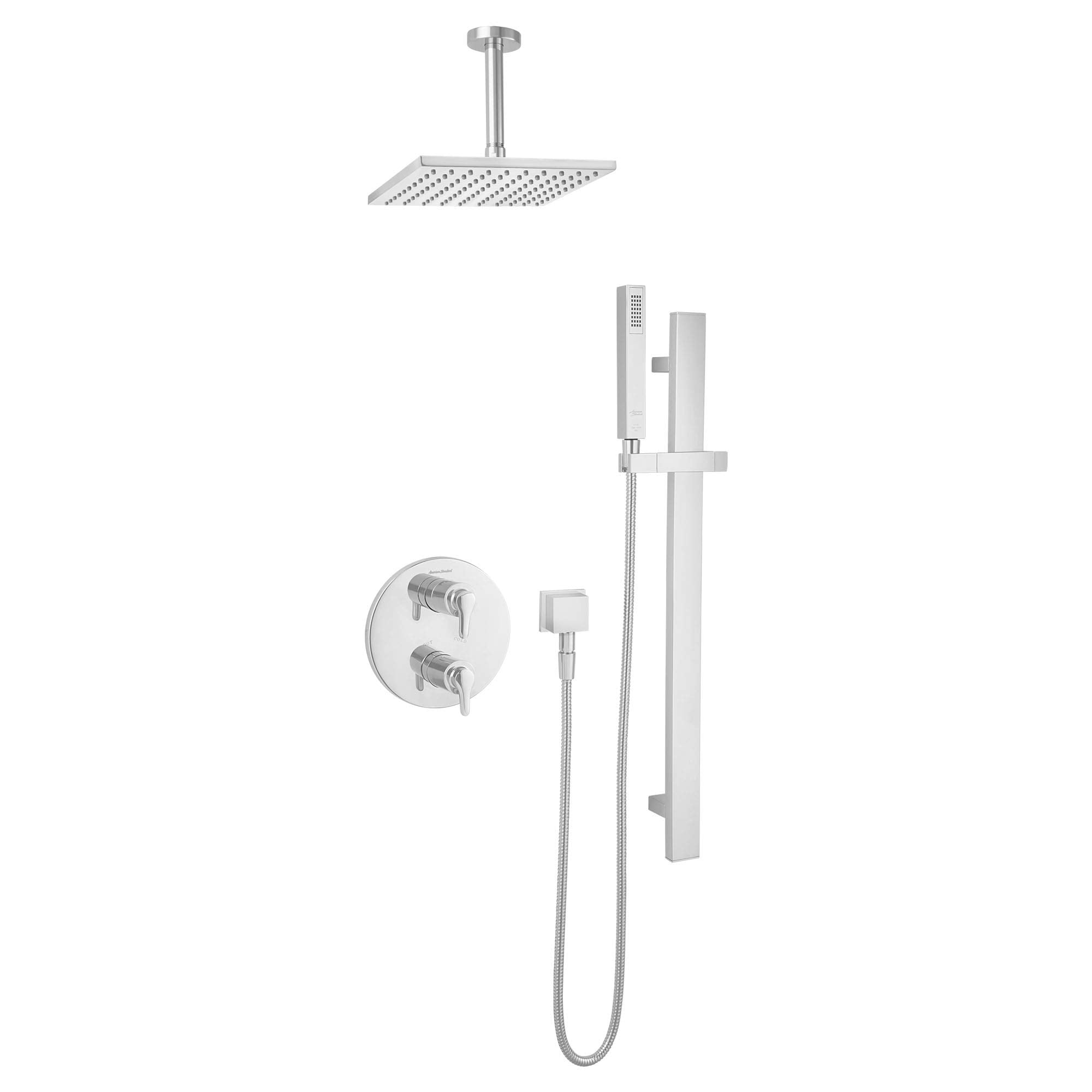 American Standard 1660186.002 Ceiling Mount Rain Shower Head Shower Arm 6 inch, Polished Chrome