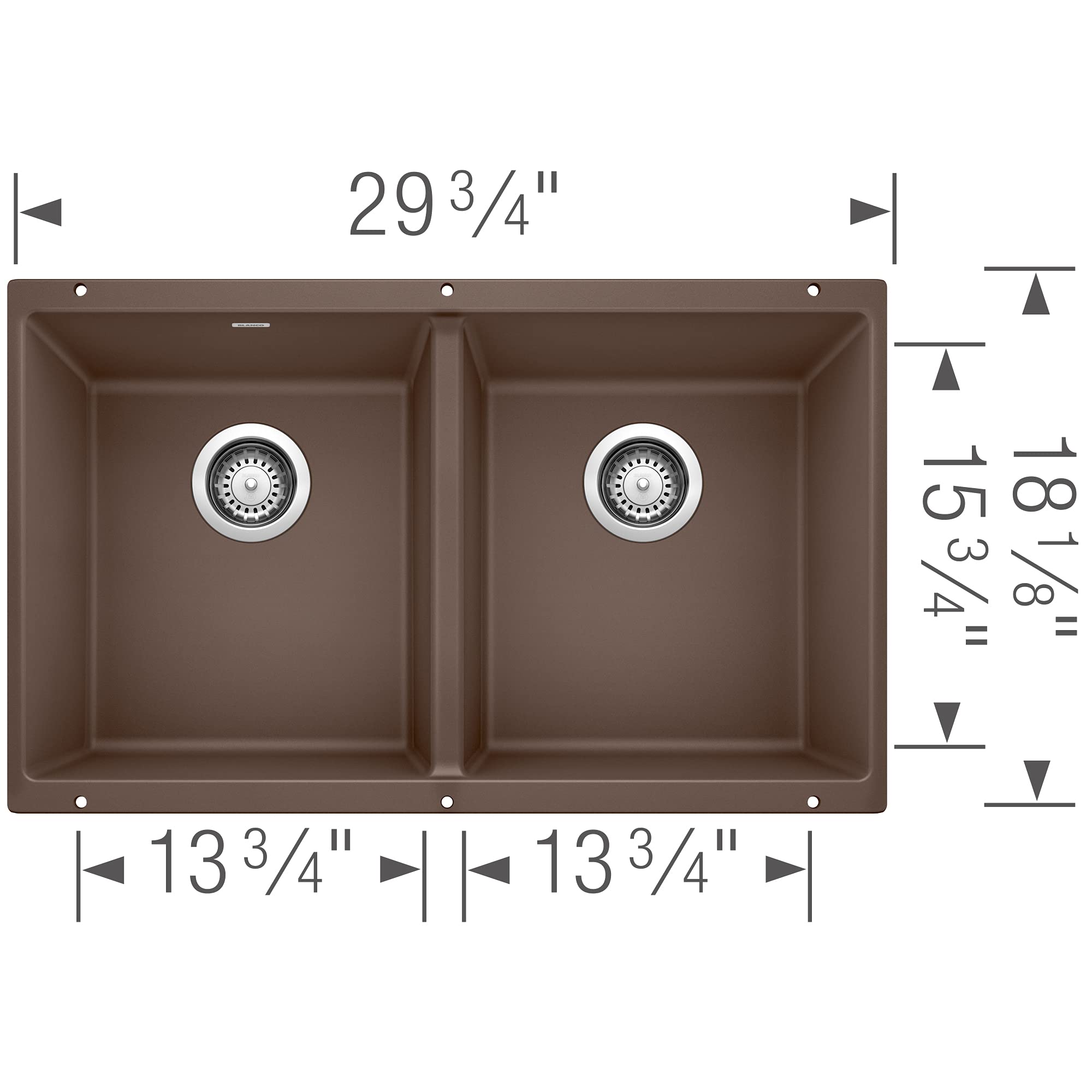 BLANCO 516323 Equal Cafe Precis Silgranit 50/50 Double Bowl Undermount Kitchen Sink, Caf� Brown