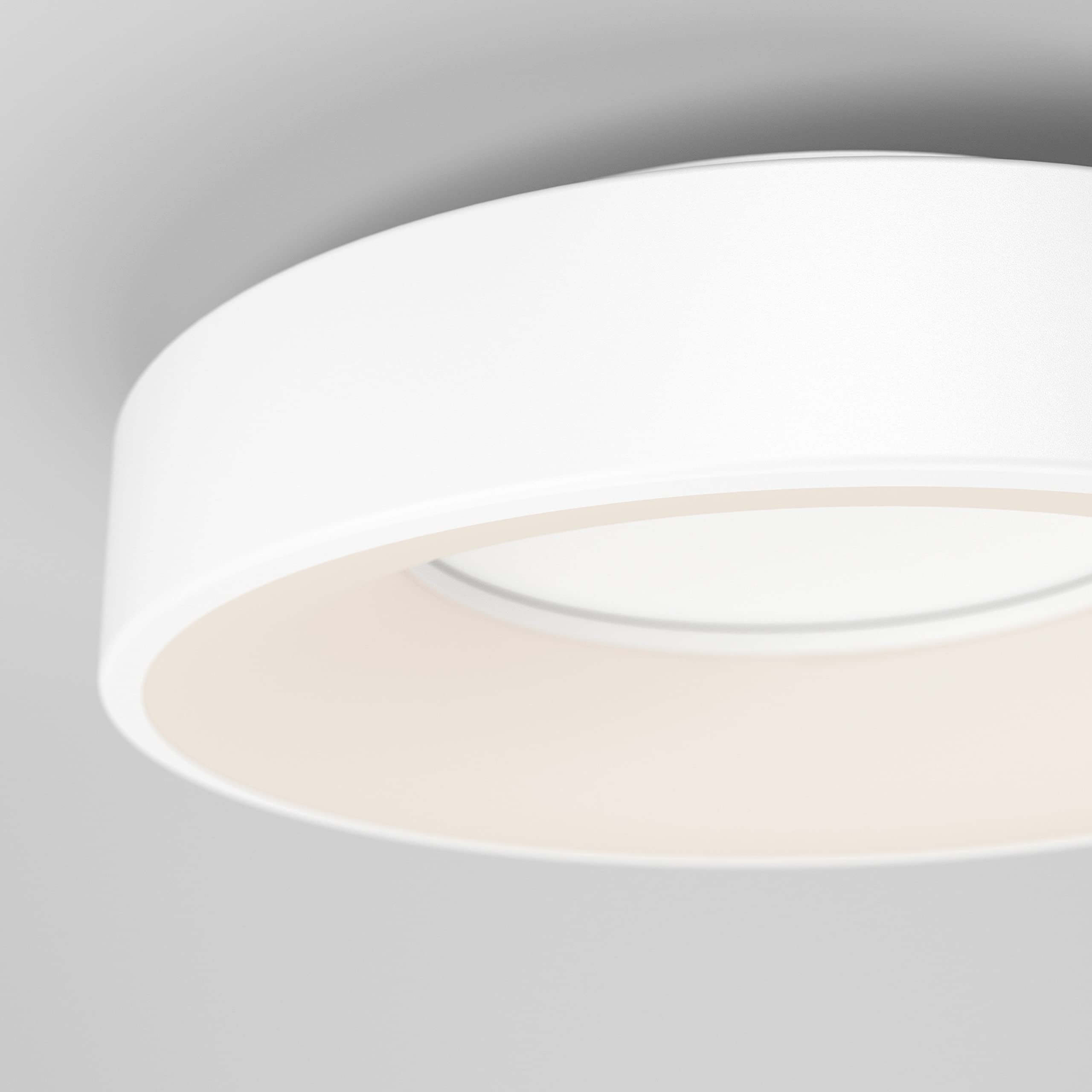 Artika Aiden 17W LED Drum Flush Mount Ceiling Light Fixture, White - 1200 Lumens, Tunable White Technology 2700-3000-3500-4000-5000 Kelvin, No Bulb Required