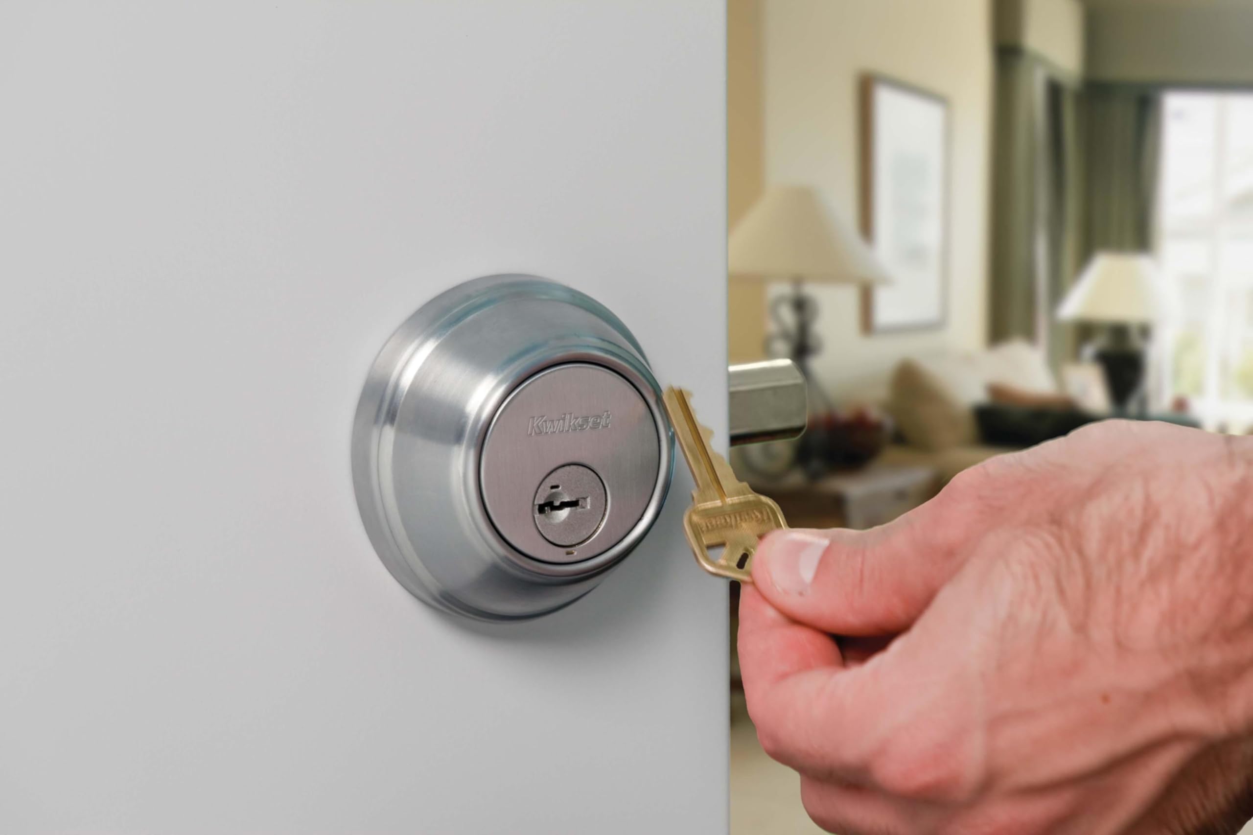 Kwikset 660-S 660 Series Deadbolt Single Cylinder Deadbolt with Smartkey - Satin Nickel