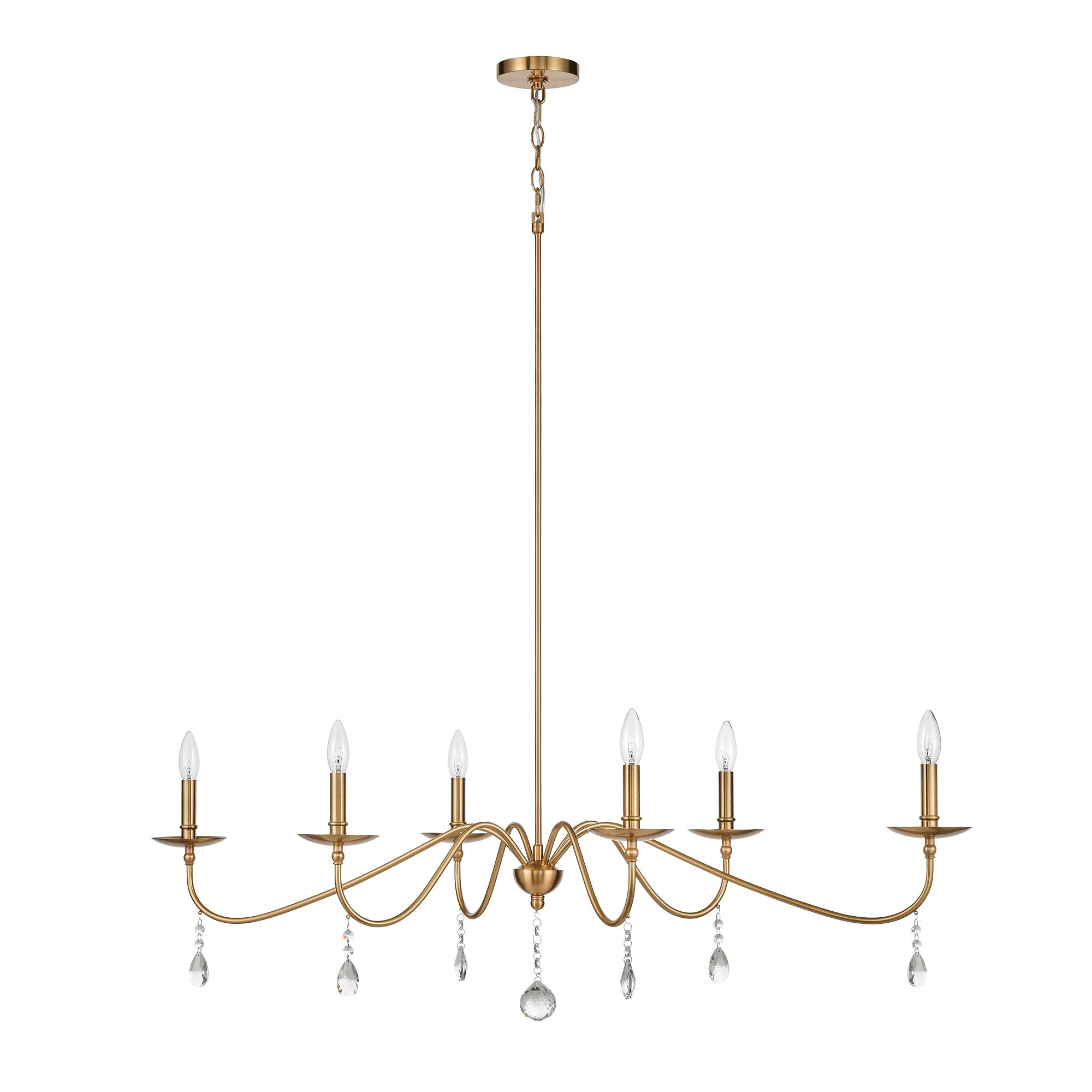 Signature Hardware 479820 Candler 6 Light 47" Wide Linear Taper Candle Crystal Chandelier