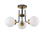 Z-Lite 477-3SF-MB-OBR Parsons - 3 Light Semi-Flush Mount in Retro Style - 22 Inches Wide by 14 Inches High, Finish Color: Matte Black/Olde Brass
