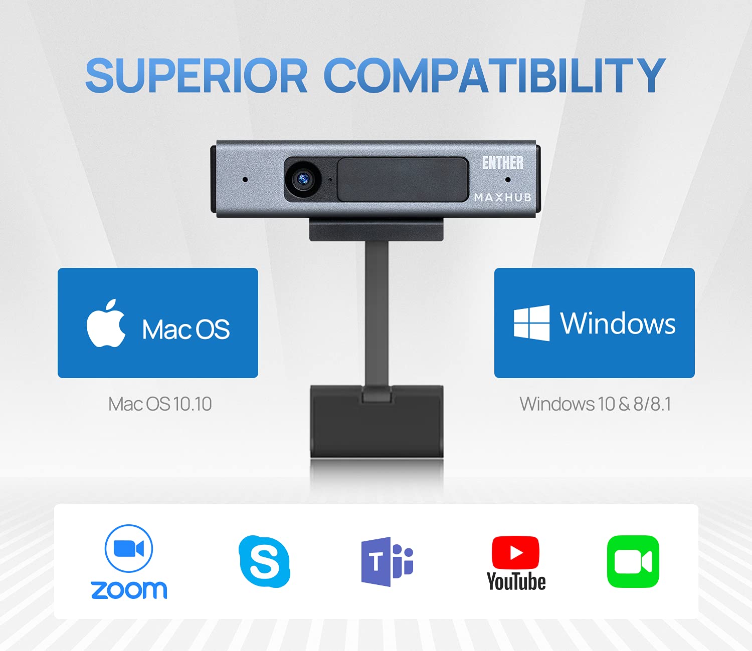 Enther Webcam HD 1080P with Microphone,Business Web Camera,Laptop Desktop Full HD Web Computer Camera,Plug and Play,for Zoom/Skype/Teams, Video Conferencing, Teaching, Streaming, and Gaming