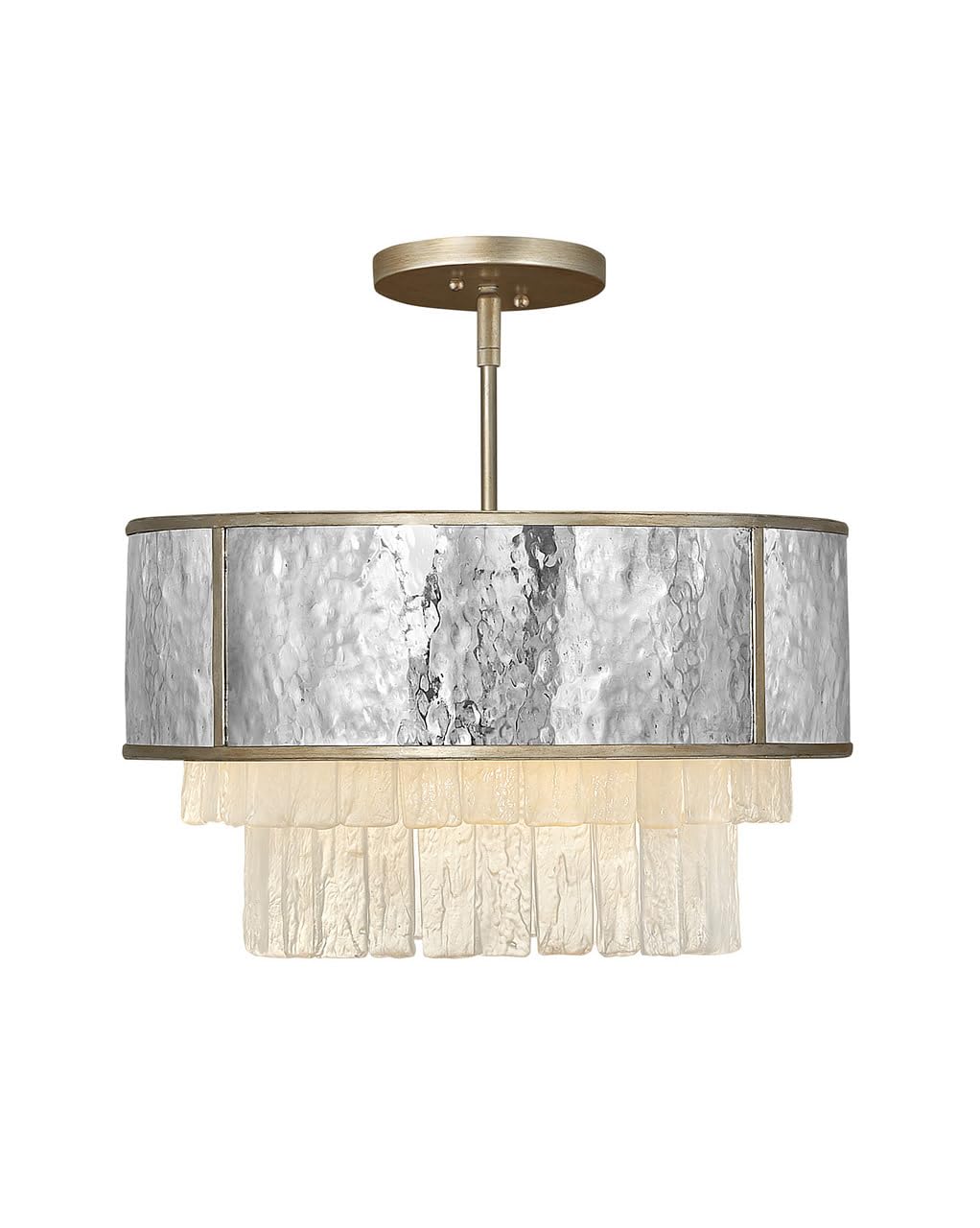 Fredrick Ramond Reverie Collection Four Light Medium Pendant, Champagne Gold w/Hammered Stainless Steel Shade