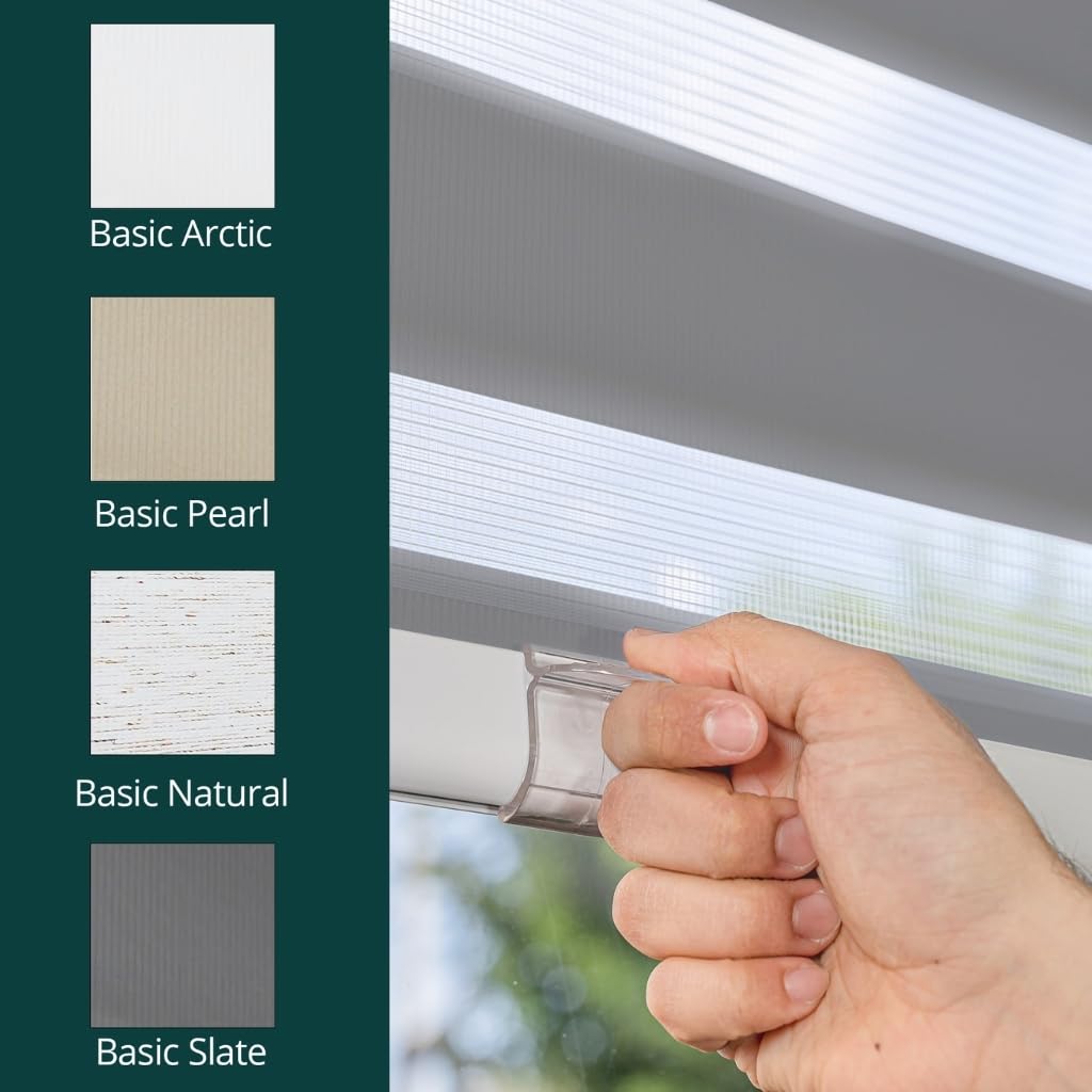 CHICOLOGY Zebra Blinds, Roller Window Shades, Blinds for Windows, Roller Shades for Windows, Window Shades for Home, Window Shades, Pull Down Shades for Windows, 35" W X 72" H, Basic Slate