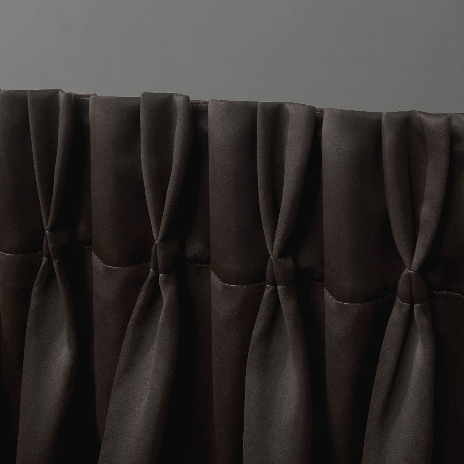 Exclusive Home Sateen Twill Woven Room Darkening Blackout Pinch Pleat/Hidden Tab Top Curtain Panel Pair, 63" Length, Espresso