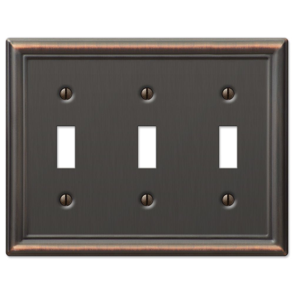 Amerelle 149TTTDB Chelsea Wallplate, 3 Toggle, Aged Bronze