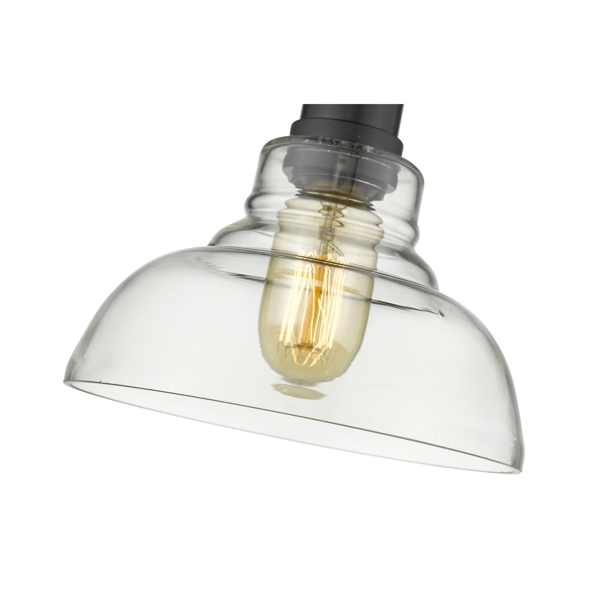 Golden Lighting Carver 1-Light Pendant in Black with Clear Glass Shade - Like New