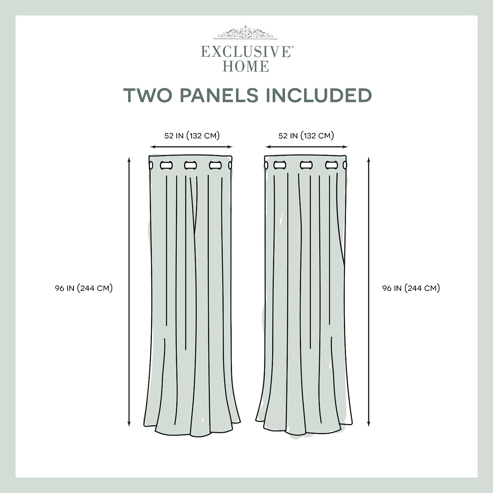 Exclusive Home Sateen Twill Woven Room Darkening Blackout Grommet Top Curtain Panel Pair, 52"x96", Linen, 2 Piece