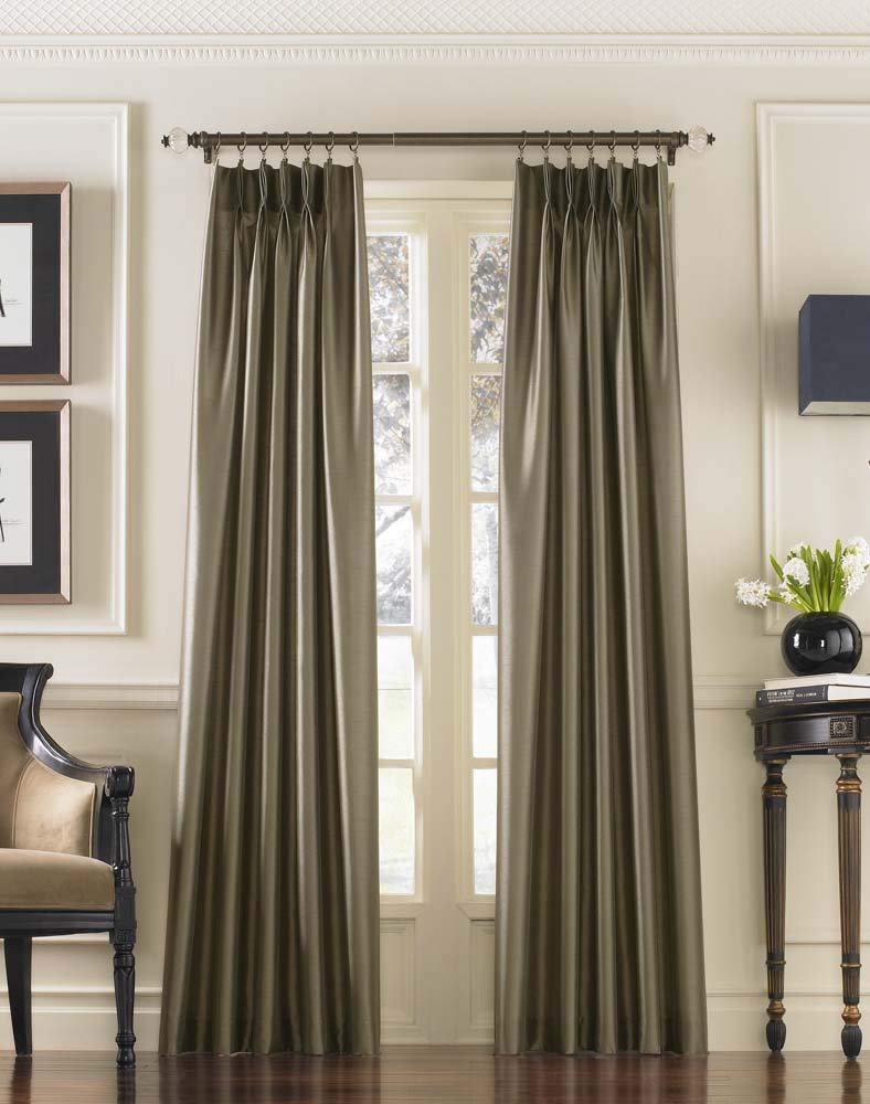 Curtainworks Marquee Faux Silk Pinch Pleat Curtain Panel, 30 by 95", Bronze,1Q80000ABZ