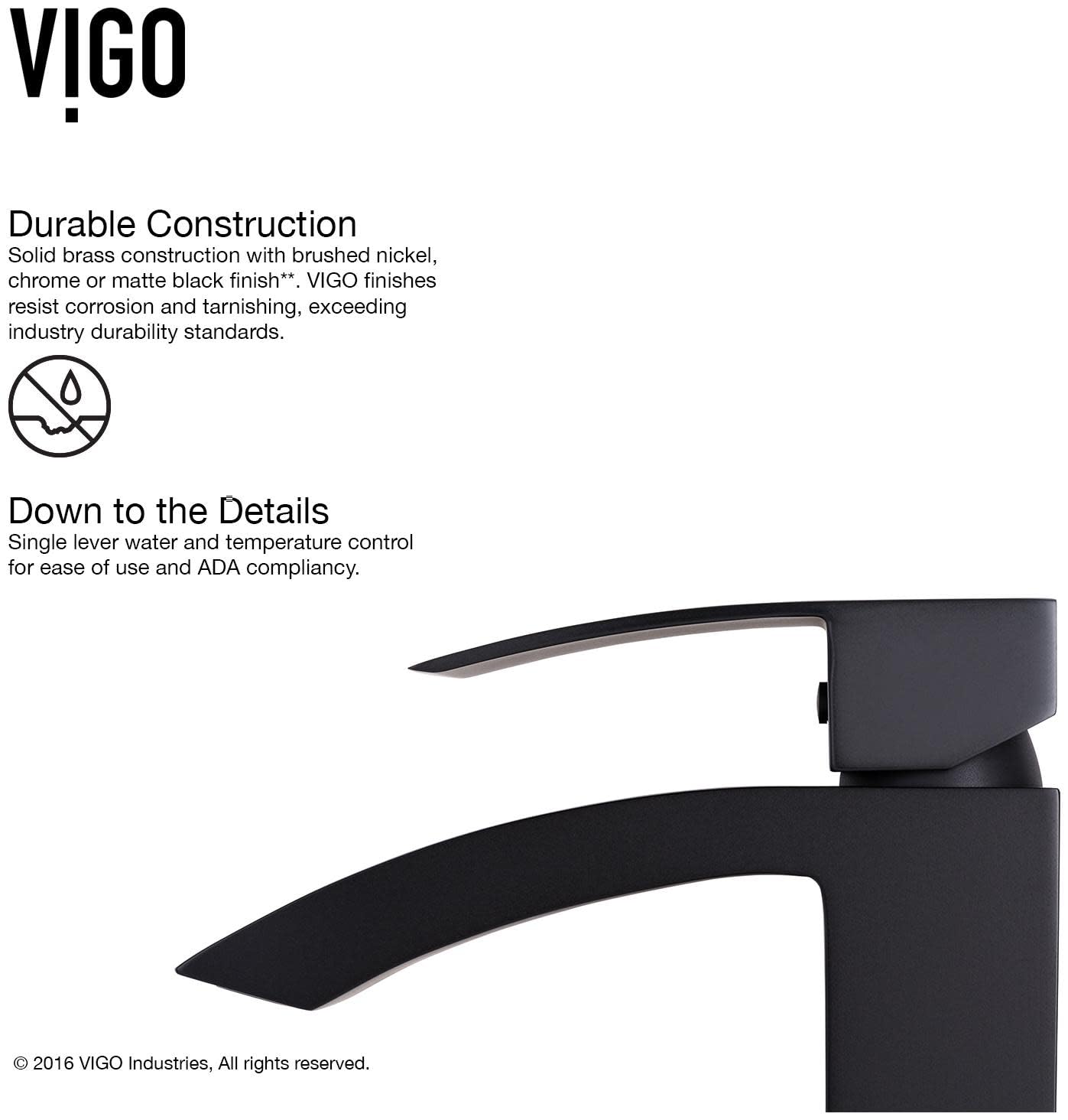 VIGO VG01015MB 7" H Satro Matte Black Single-Handle Single Hole Vessel Deck-Mount WaterSense Waterfall Bathroom Sink Faucet