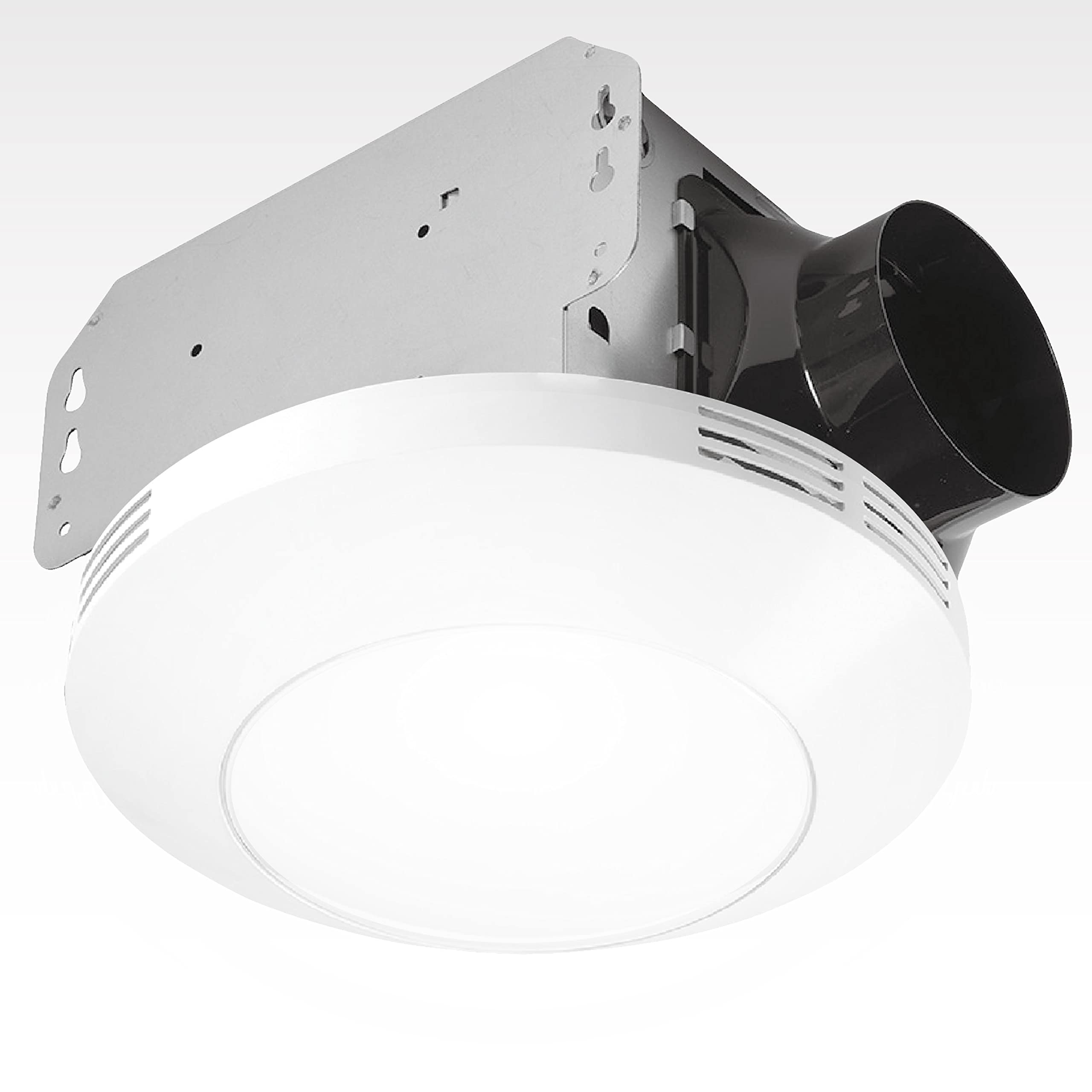 Homewerks 7117-01-WH Bathroom Integrated LED Light Ceiling Mount Exhaust Ventilation 1.1 Sones 80 CFM, Bath Fan White