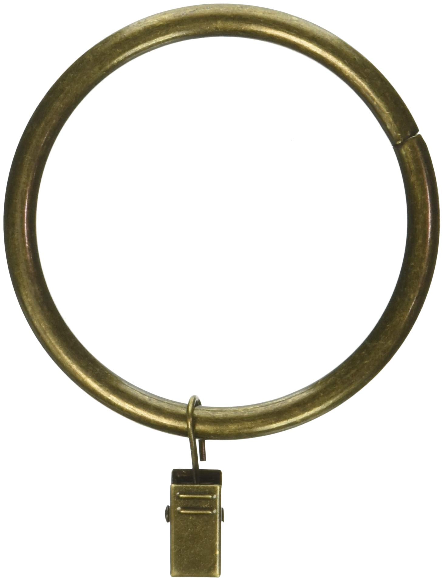 Rod Desyne 1931-14 2-1/2" Curtain Rings with Clip, Antique Brass