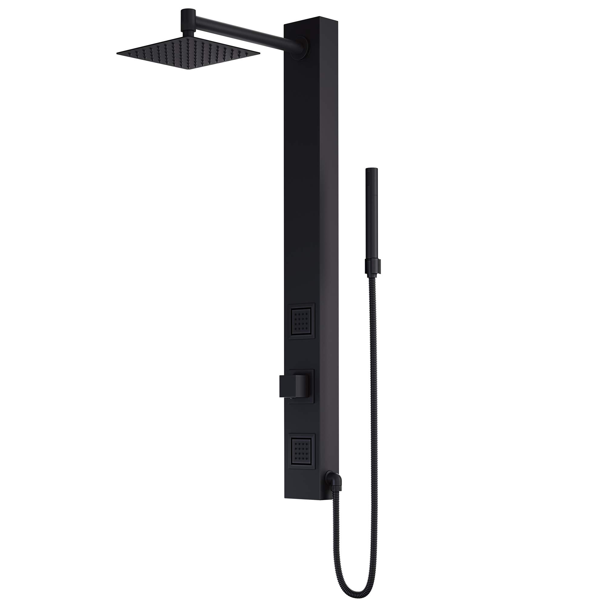 VIGO VG08014MB Orchid 4.0" L -2.38" W -39.38" H Retro-Fit Shower Massage Panel 2 -Jet High Pressure Shower System with Knob Handle Control Type, Brass Hardware in Matte Black Finish