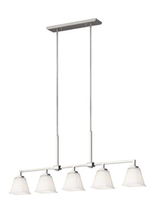 Sea Gull Lighting Generation 6613705-962 Transitional Five Light Island Pendant from Seagull-Ellis Harper Collection in Pewter, Silver Finish, 46.75 inches, Brushed Nickel