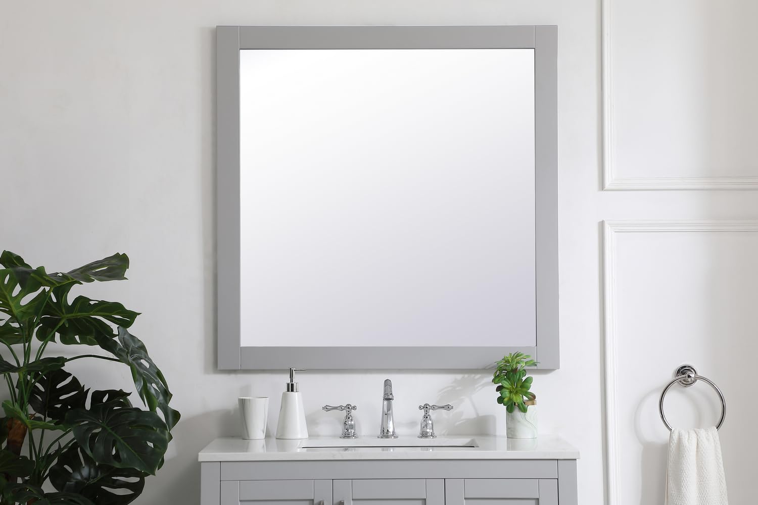 Elegant Decor Aqua Square Vanity Mirror 36 inch in Grey