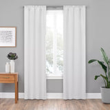 ECLIPSE Solid Minimalist Blackout Thermal Liner for Window Curtains with Drapery Hooks (2 Panel Set), 27" x 80", White