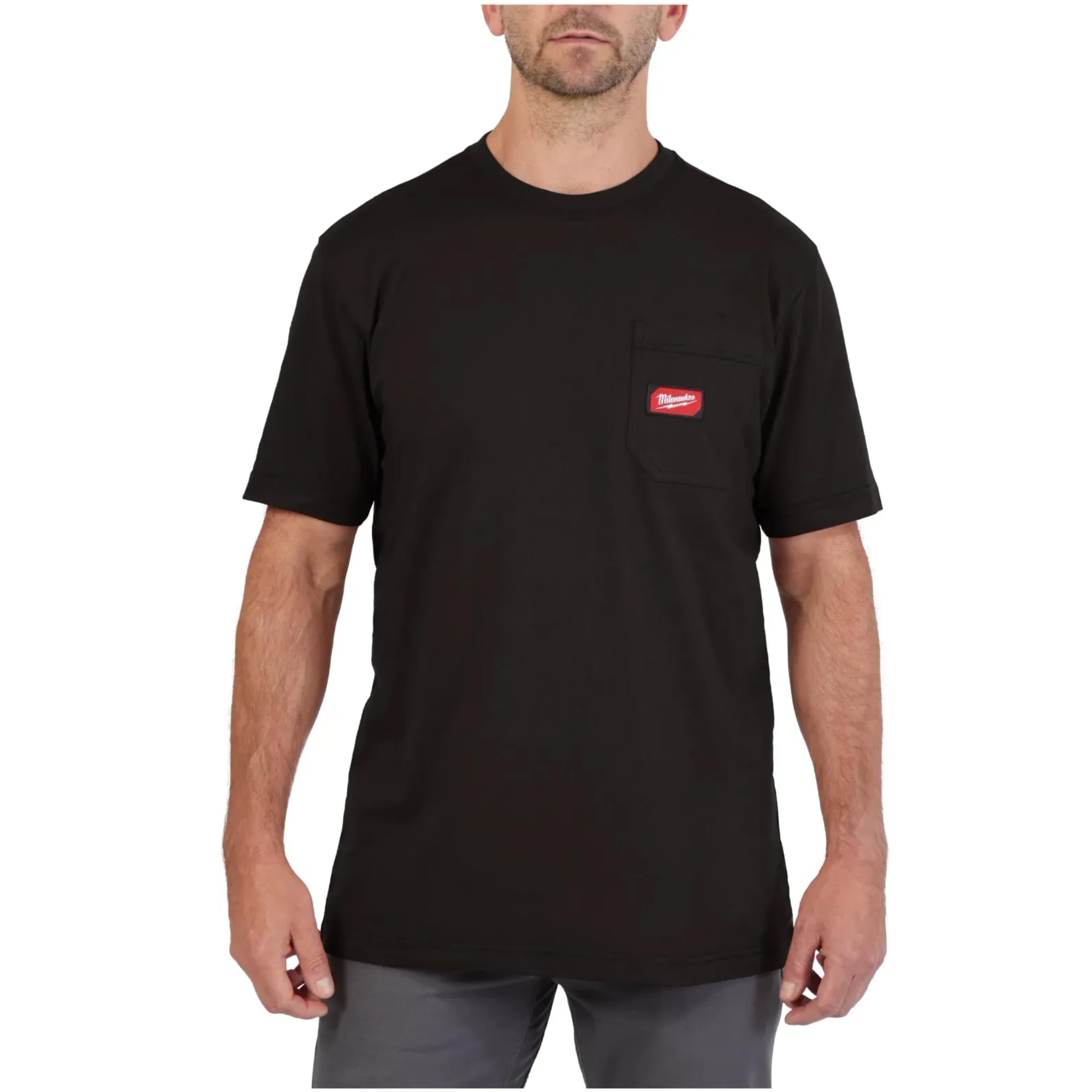 Milwaukee Pocket T-Shirt: Essential Men's Tee Collection, Chest Pocket, Premium Cotton, Wide Size Range, Superior Durability (US, Alpha, Large, Regular, Regular, Black)