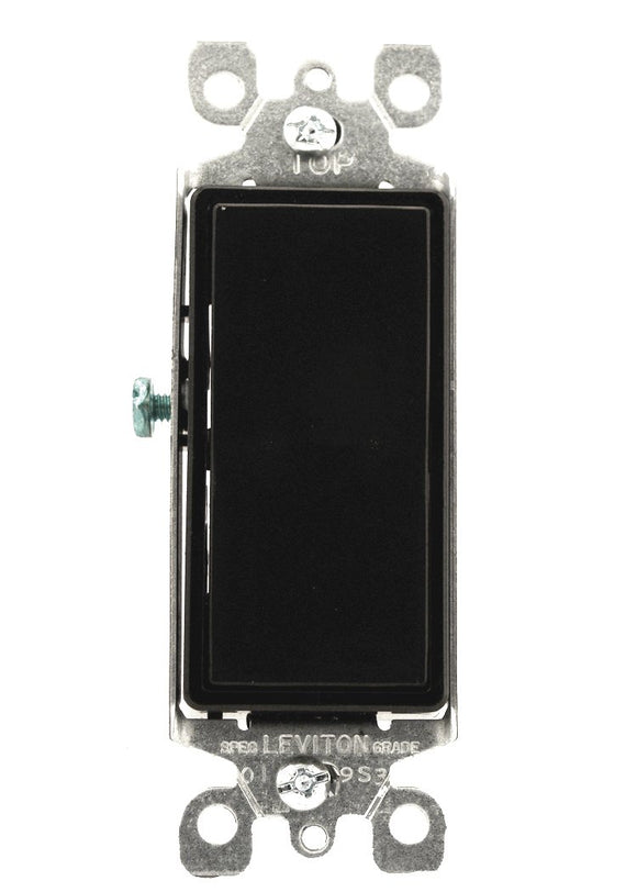 Leviton 5603-2E 15 Amp, 120/277 Volt, Decora Rocker 3-Way AC Quiet Switch, Residential Grade, Grounding, Black