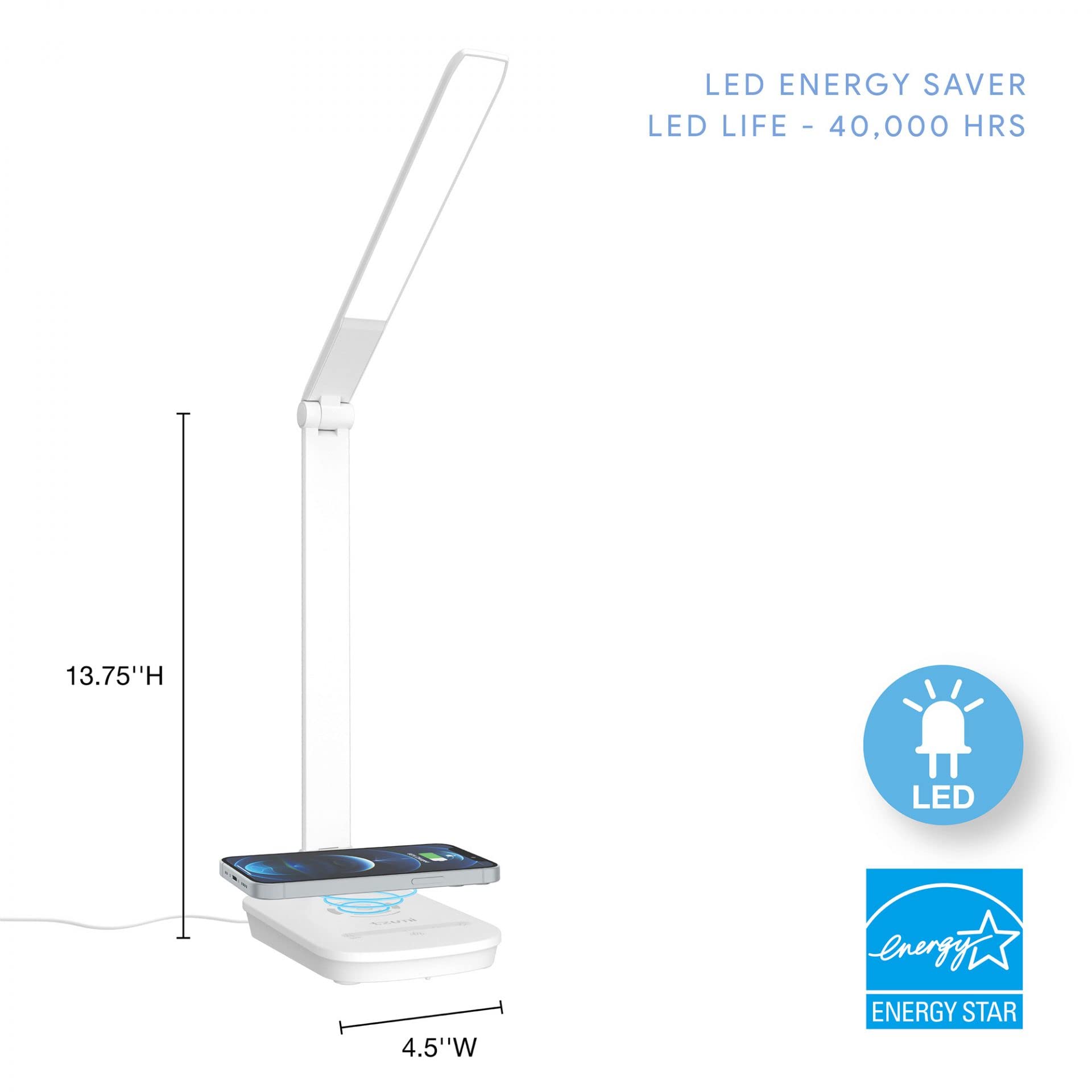 Tzumi 7998 Qi Wireless Charging Desk Lamp