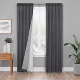 ECLIPSE Solid Minimalist Blackout Thermal Liner for Window Curtains with Drapery Hooks (2 Panel Set), 27" x 80", White