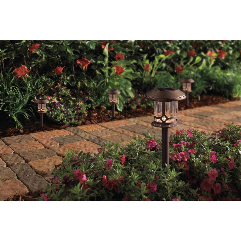 Hampton Bay 18 Lumens Solar Golden Bronze Outdoor Integrated LED Pathway Light Warm White