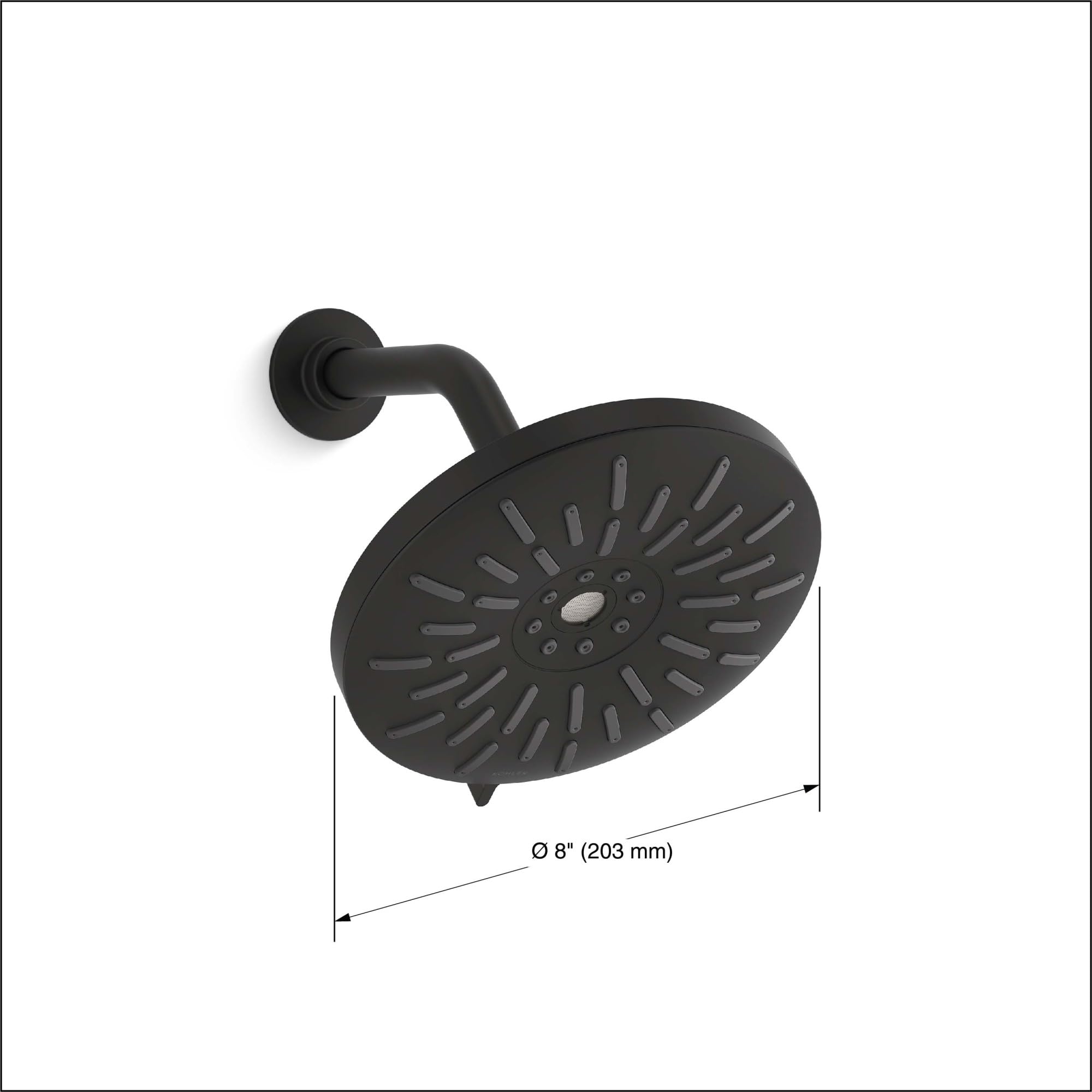 Bellerose 3-Spray Patterns 1.75 GPM 8 in. Wall Mount Fixed Shower Head in Matte Black