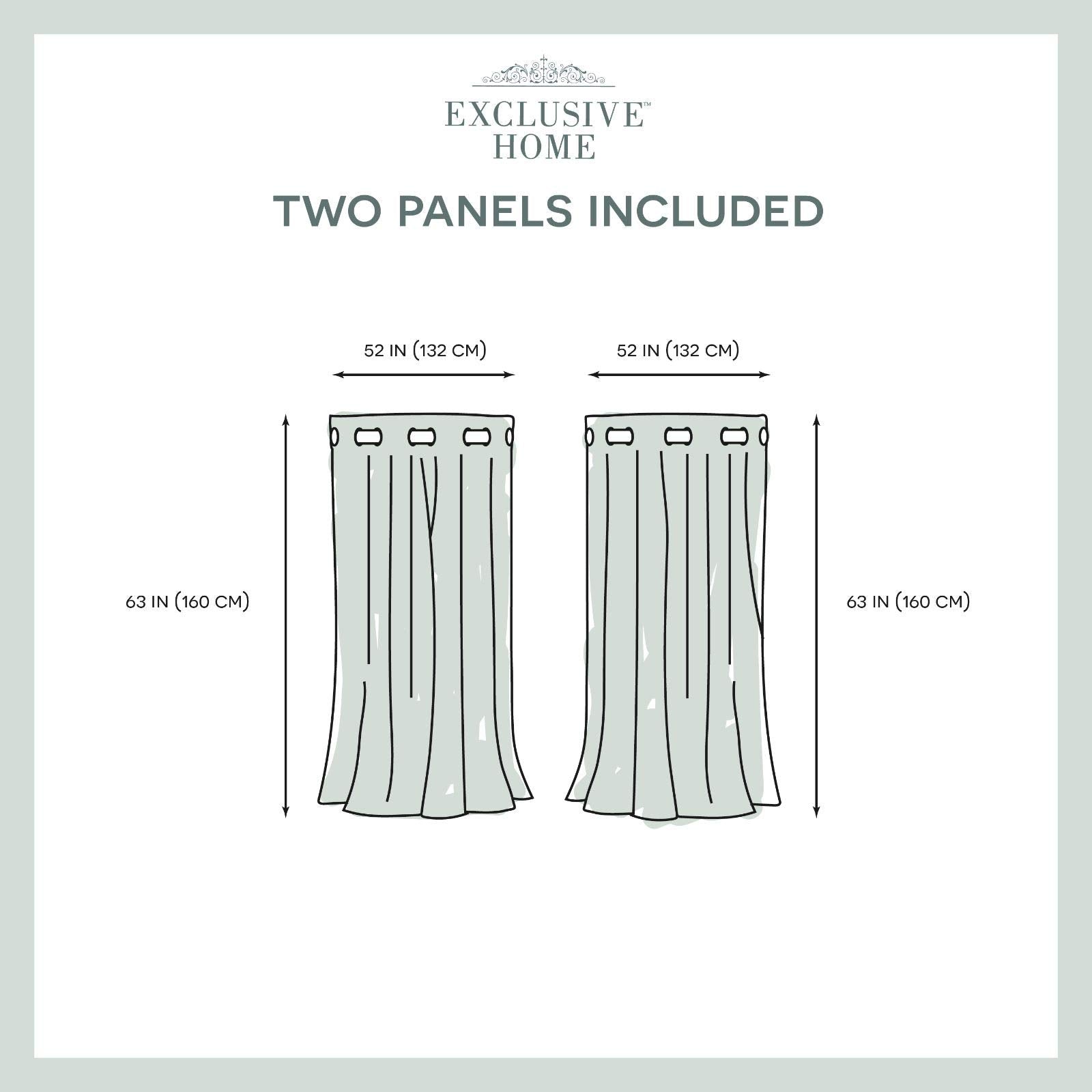 Exclusive Home Curtains Gates Sateen Blackout Thermal Window Curtain Panel Pair with Grommet Top, 52x63, Black Pearl 2 Piece