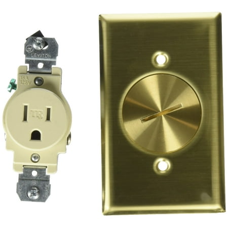 Leviton 5249-TFB 1-Gang Single Receptacle Floor Box  Tamper-Resistant  Brass Finish  15-Amp  125V