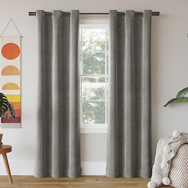 Sun Zero Cascade Pleated Velvet 100% Blackout Single Curtain Panel, Grey, 40X84