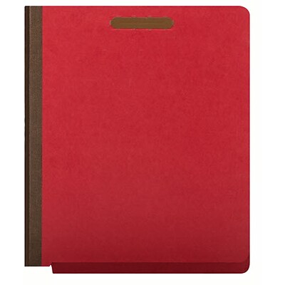 Quill Brand End-Tab Partition Folders, 2 Partitions, 6 Fasteners, Ruby Red, Letter, 15/Box (748030)